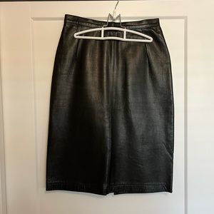 Authentic Black Leather Pencil Skirt - Sz 40 European